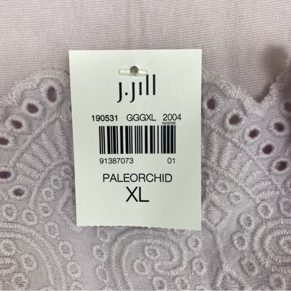J. Jill Eyelet Trim 3/4 Bell Sleeve Square Neck Top Blouse Pale Lilac Sz XL NWT - Picture 11 of 14